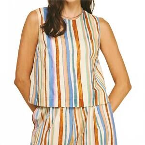 NEW PINCH stripe top with button in yellow multi